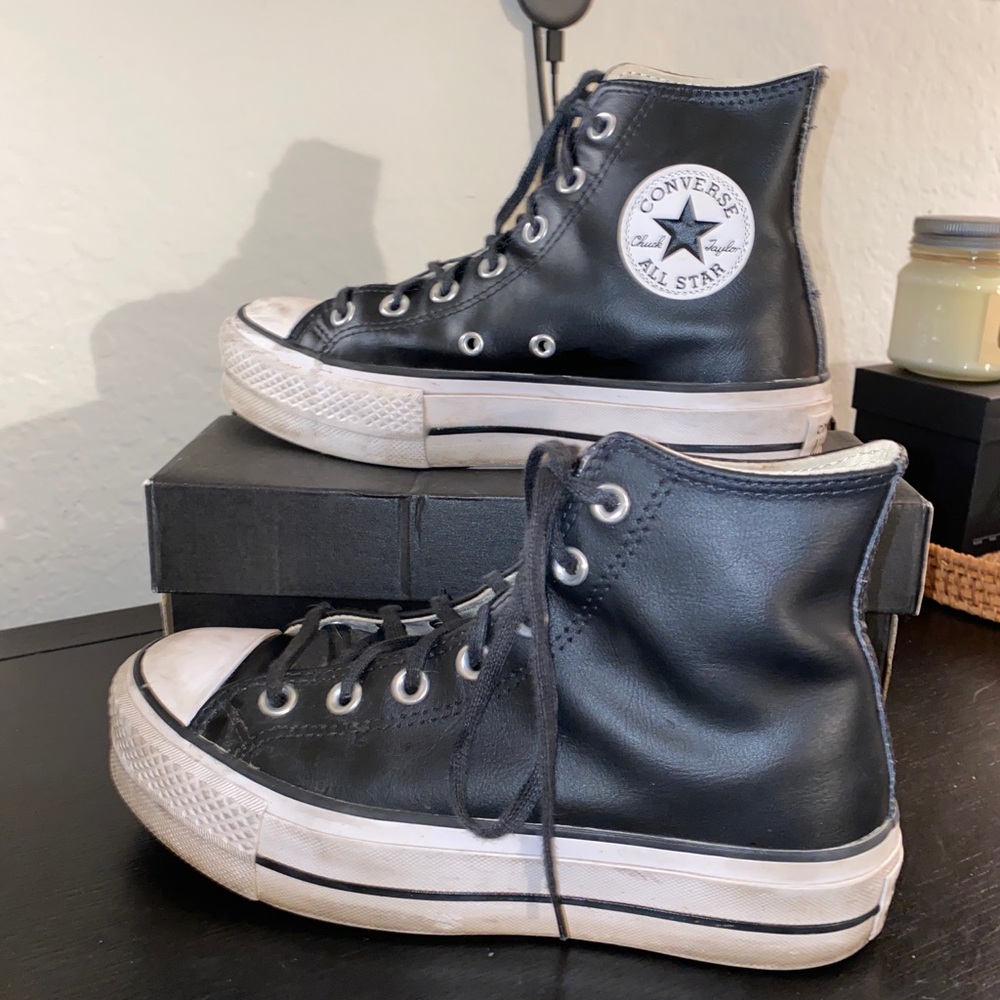 Converse Chuck Taylor All Star Leather Platform High Top Sneakers